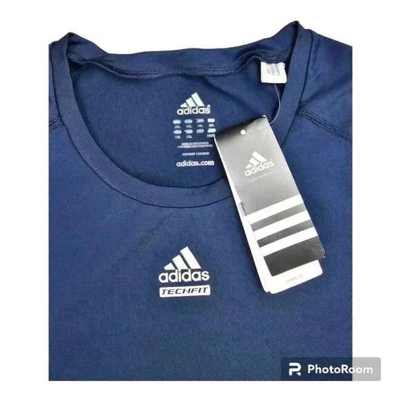NWT Adidas techfit climalite cut&sew compression tee shirt #3846H navy 2,3&4XL - Picture 3 of 8